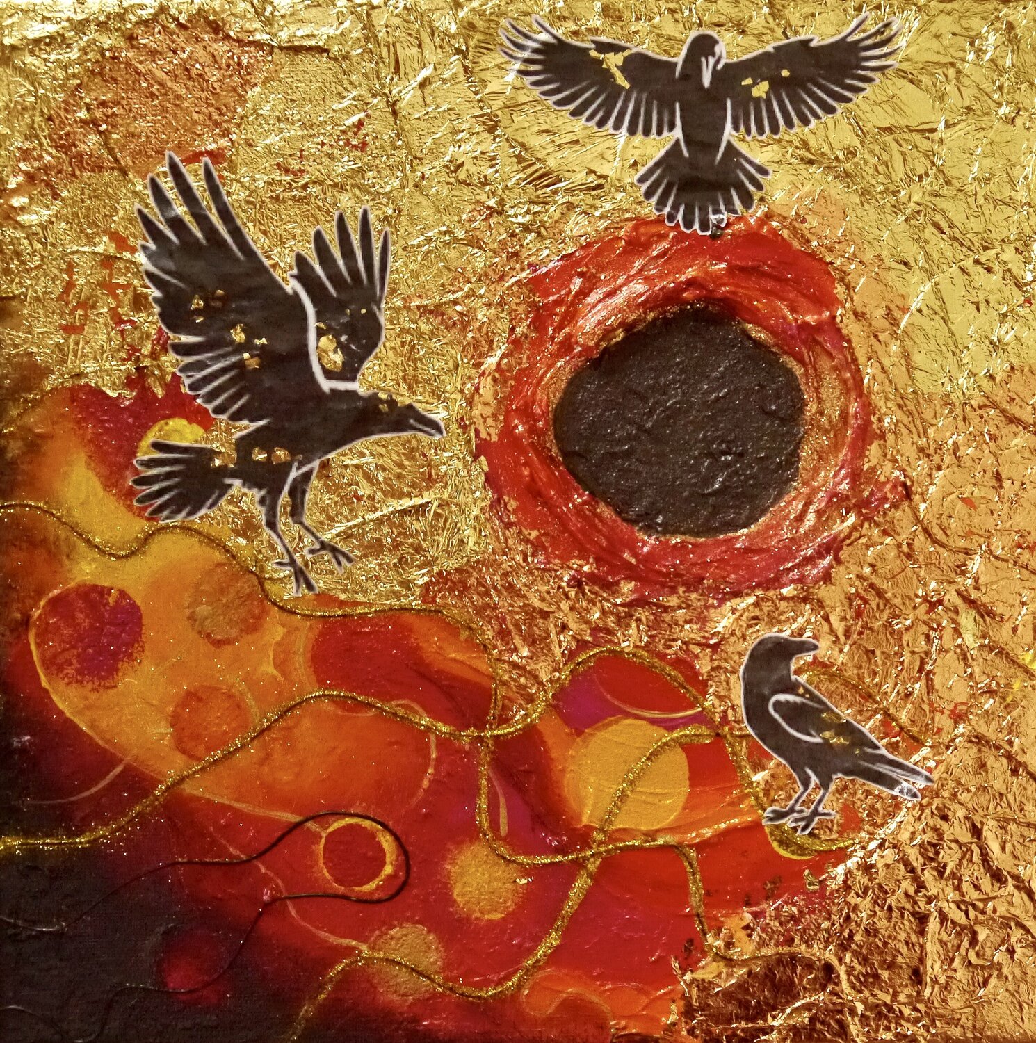 Mysterious Crow Cave Anja Semling Original painting for sale
