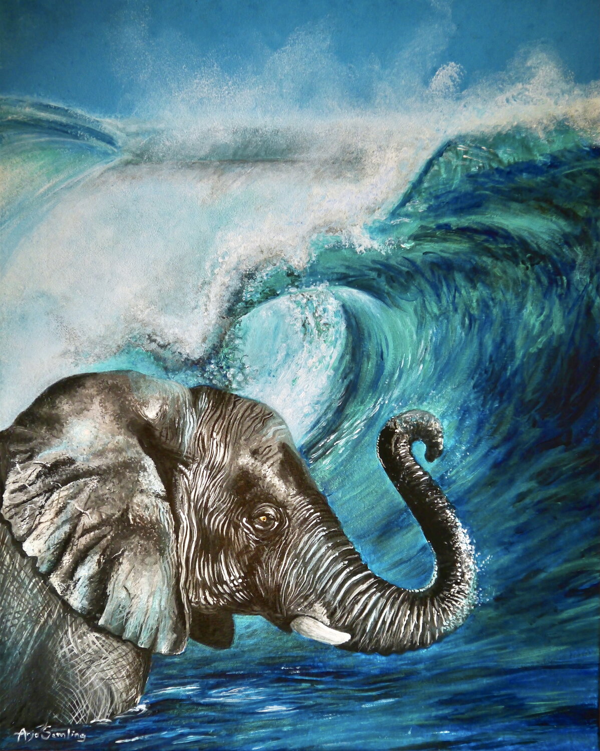 Begegnung zweier Giganten Anja Semling Original painting for sale