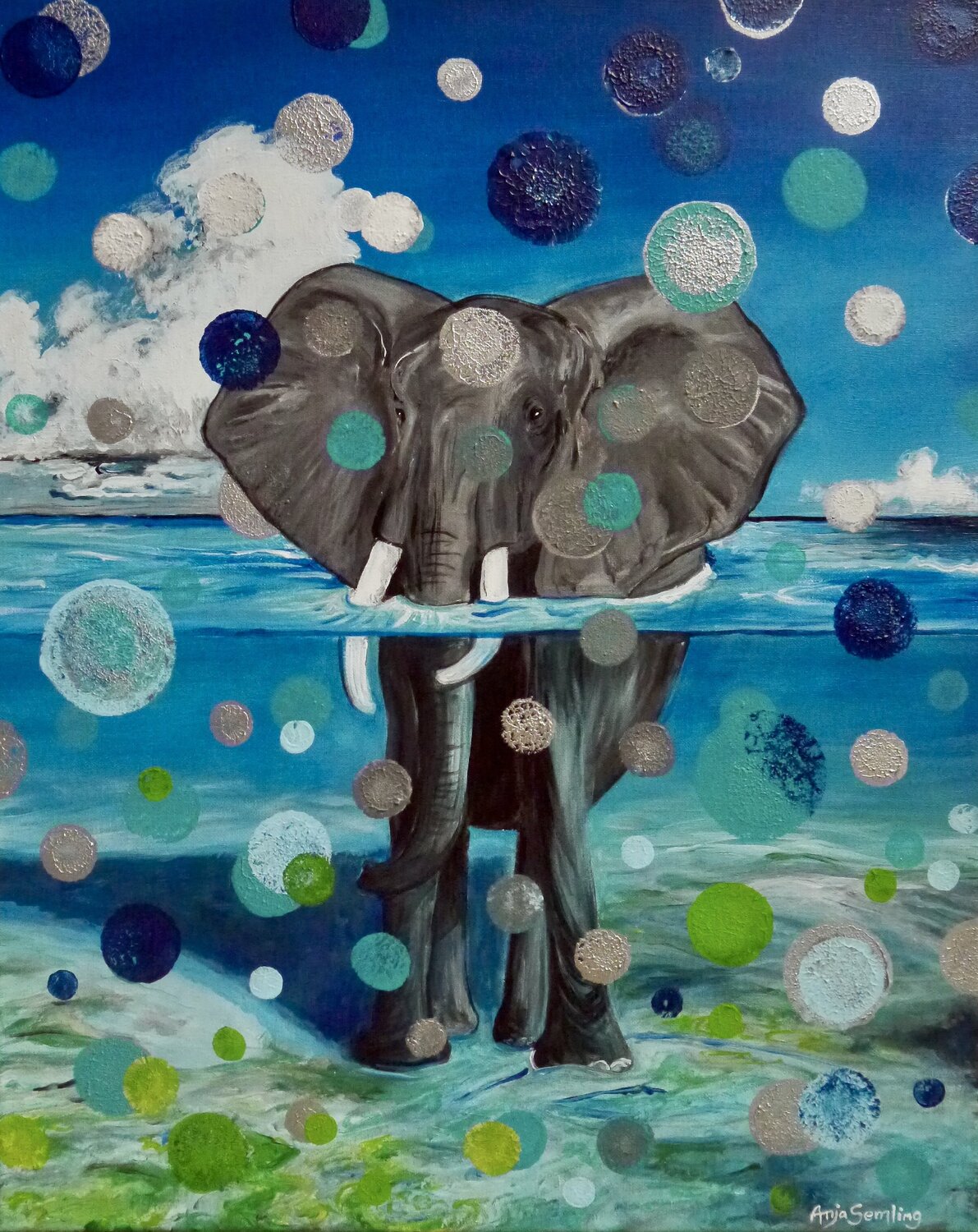Somnium Elephantis  – Der Traum des Elefanten Anja Semling Original painting for sale