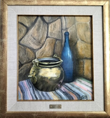 Gregory Pyra PIRO Oil Painting "Blue and Brass" ref 903742, Still Life by Gregory Pyra PIRO, Painting for Sale on Select