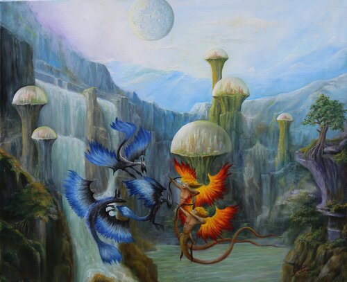 Gregory Pyra PIRO oil painting Fire on a Cold Planet / Les Flammes d'une Planète Froide / ref 384025 by Gregory Pyra PIRO, Painting for Sale on Select