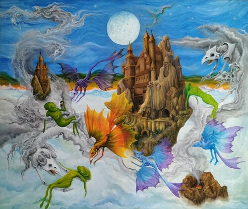 Gregory Pyra PIRO Oil Painting The Second Revelation Between Civilizations / La Deuxième Apparition entre les Civilisations / ref 940256 by Gregory Pyra PIRO, Painting for Sale on Select