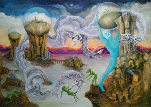 Gregory Pyra PIRO oil painting ref 330450, dream surrealism fantasy, demons, civilizations by Gregory Pyra PIRO, Painting for Sale on Select