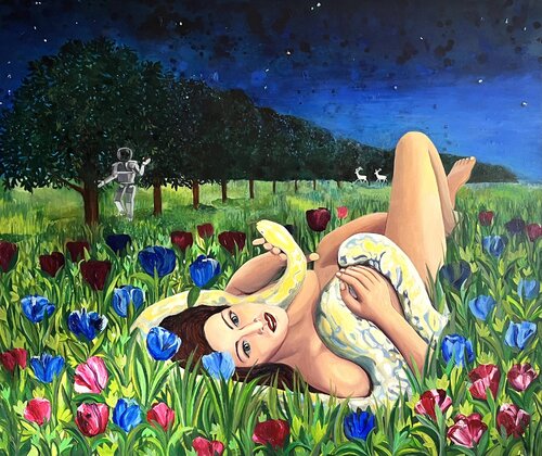 Asimo und Eva by Ellen Semen, Painting for Sale on Select