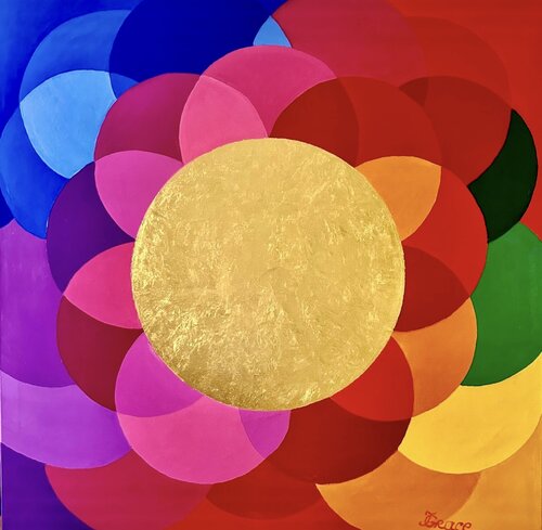 Goldene Mitte „Farbenfest“ by Tatjana Grace, Painting for Sale on Select