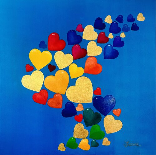 „Goldene Herzen sind unter uns“. „ Golden hearts are among us“ by Tatjana Grace, Painting for Sale on Select