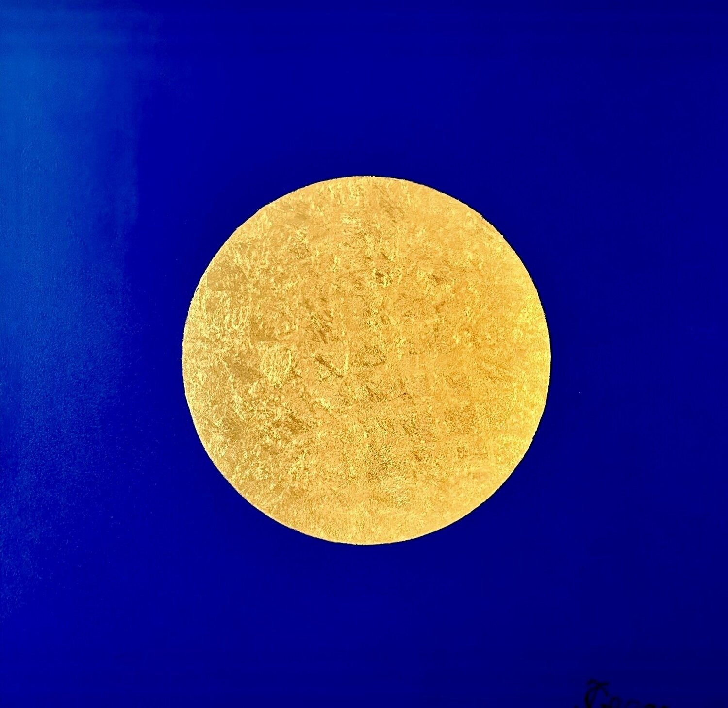 Titel „Goldene Mitte Blau“ Tatjana Grace Original painting for sale