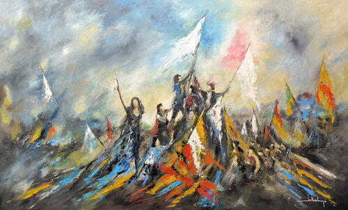 L'INSURRECTION DE LA PAIX by Jean-Claude Lannes, Painting for Sale on Select