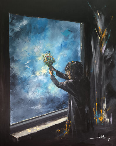 UN BOUQUET POUR LES ETOILES by Jean-Claude Lannes, Painting for Sale on Select