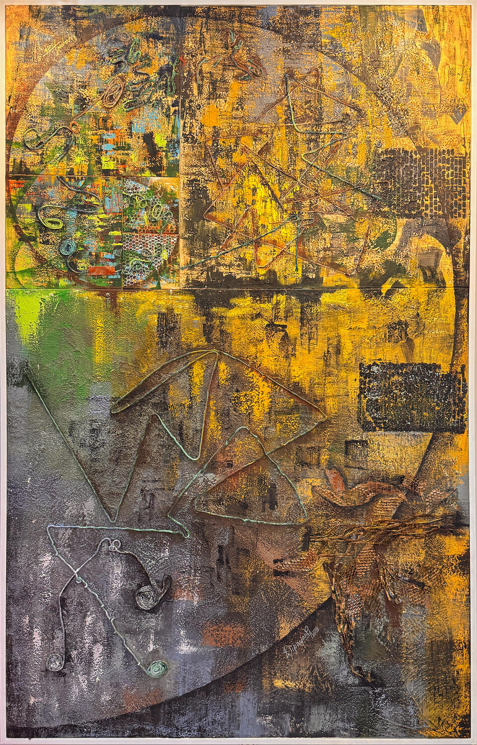 Parakriti (Dialogue of endurance and survival of Nature with Industrial Progress) Dipayan Ghosh Original painting for sale