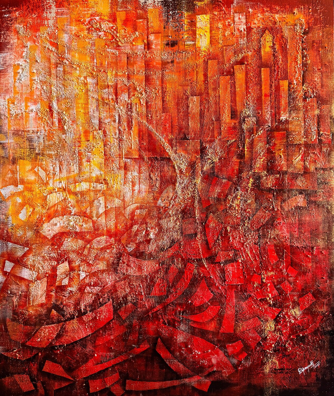 Sūryānveṣaṇam (Quest for the Sun) Dipayan Ghosh Original painting for sale