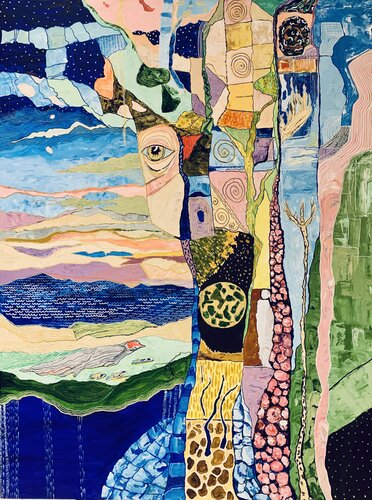 Twilight whispers of the patchwork grove by Fatima Erkenova, Painting for Sale on Select