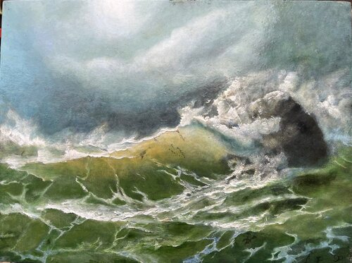 Where the storm touches light by Fatima Erkenova, Painting for Sale on Select