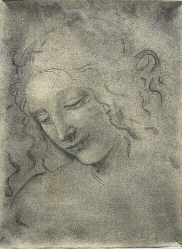 Inspired by Leonardo da Vinci: head of a girl by Fatima Erkenova, Painting for Sale on Select