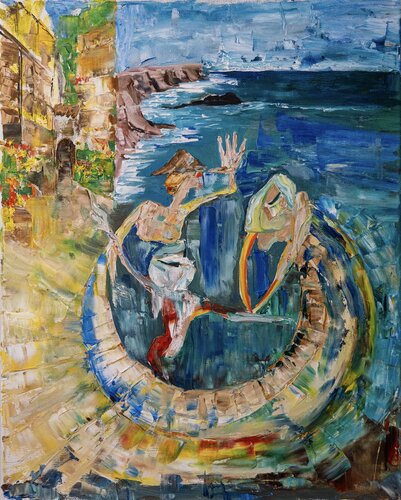 Portugal's enchanted dance: abstract celebration in Sintra by Fatima Erkenova, Painting for Sale on Select