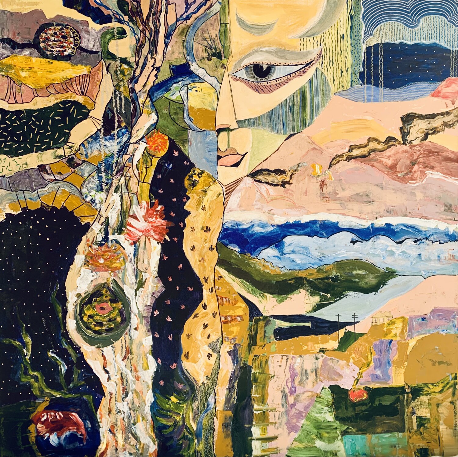 Surreal earth Goddess oil painting Fatima Erkenova Original painting for sale
