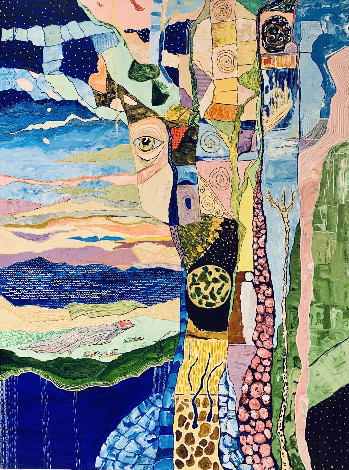 Twilight whispers of the patchwork grove Fatima Erkenova Original painting for sale