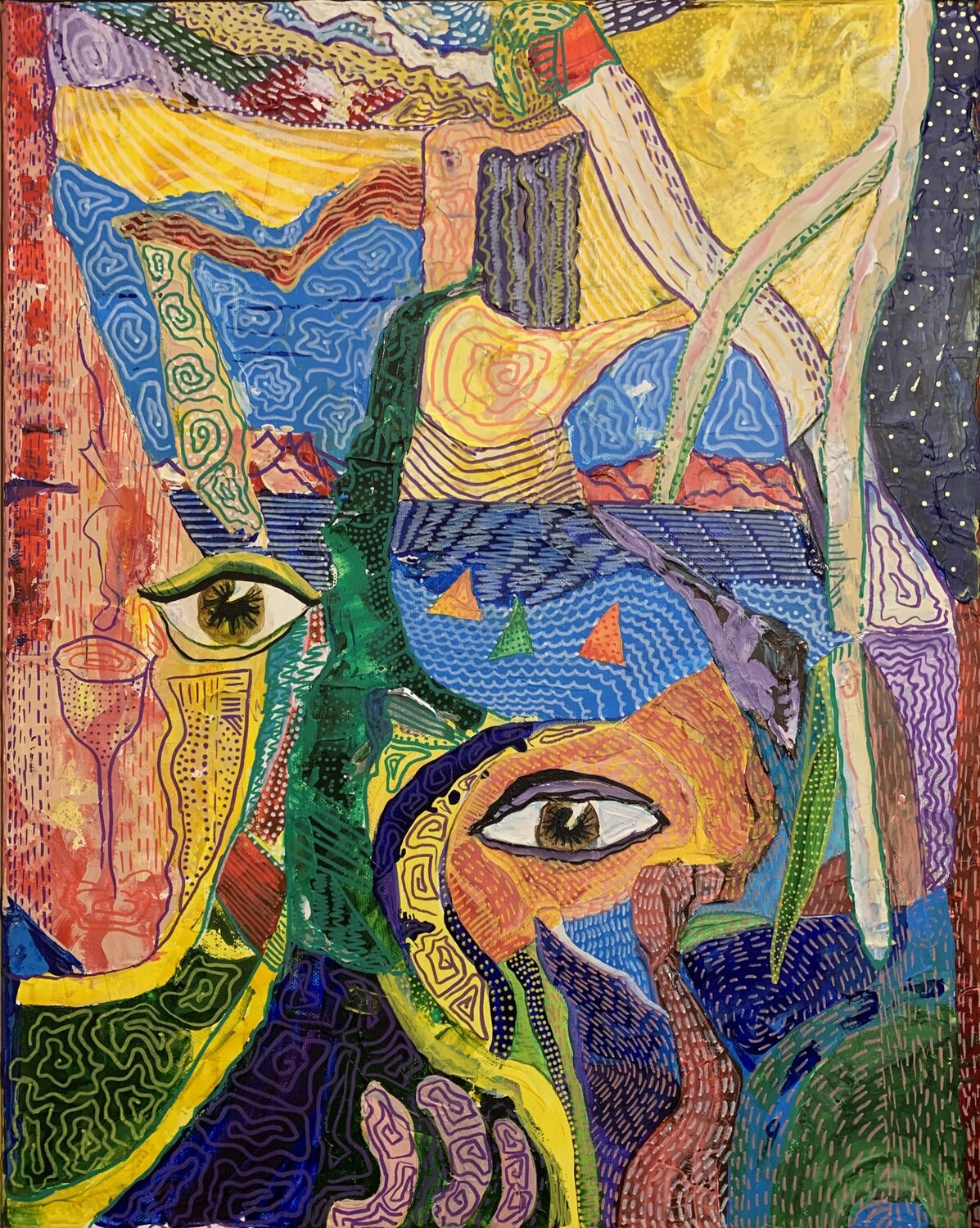 Lumina’s two-eyed dreamscape Fatima Erkenova Original painting for sale