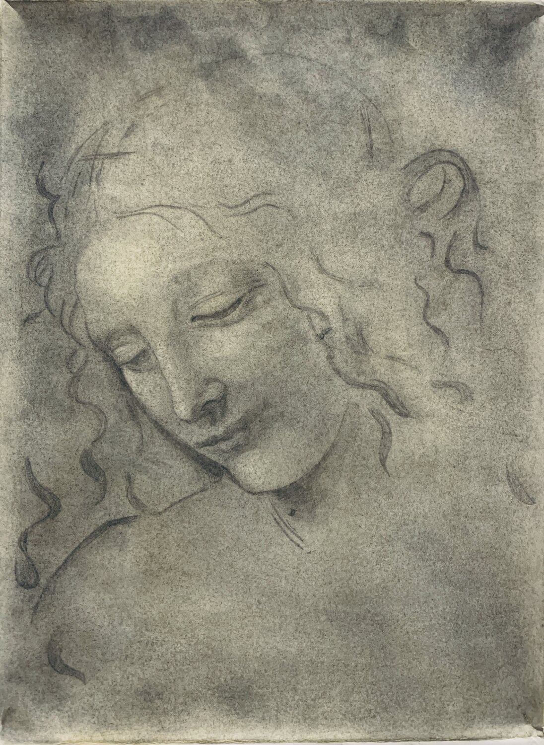 Inspired by Leonardo da Vinci: head of a girl Fatima Erkenova Original painting for sale