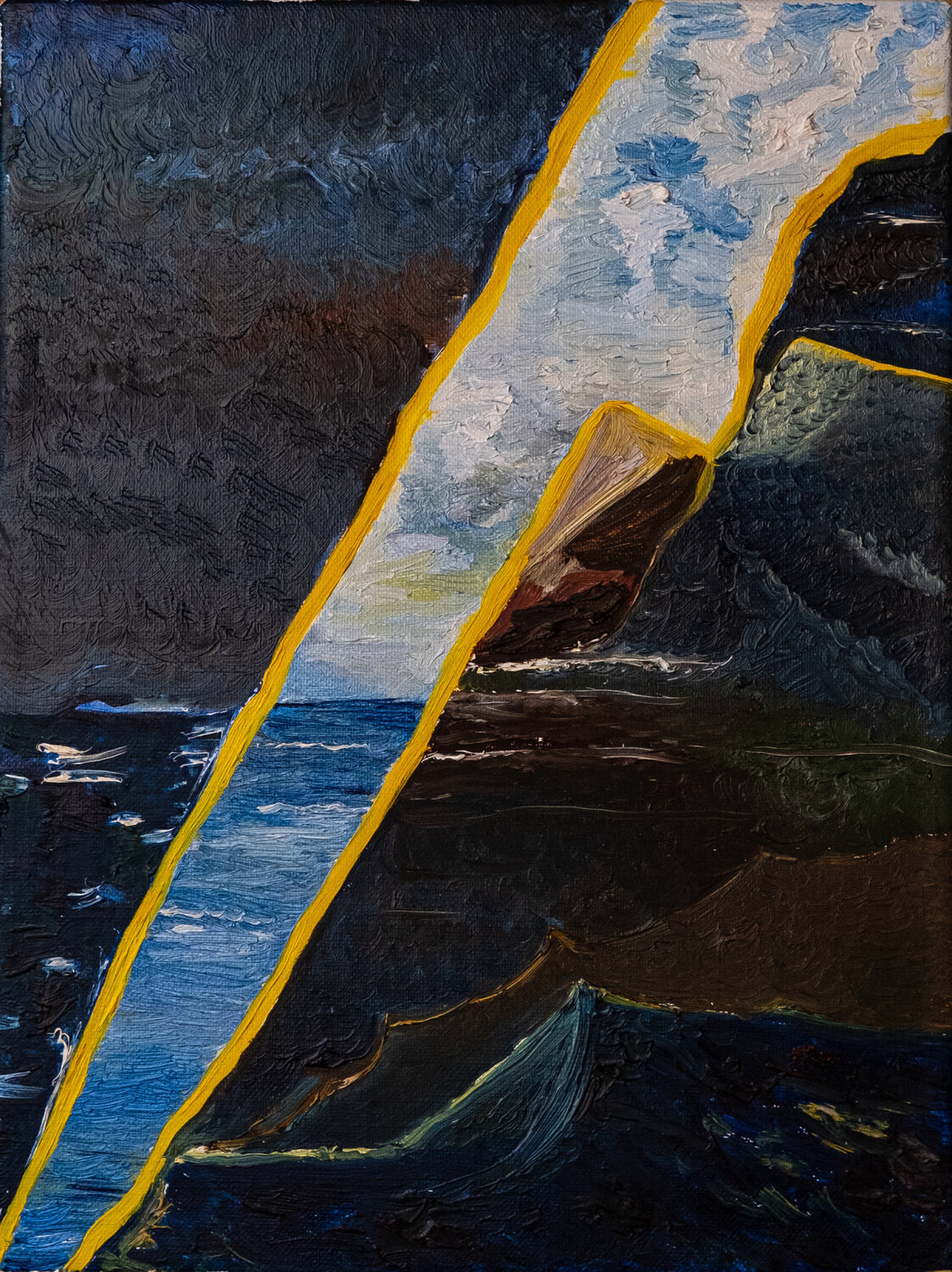 Enigmatic seas: the whispering cliffs of twilight Fatima Erkenova Original painting for sale