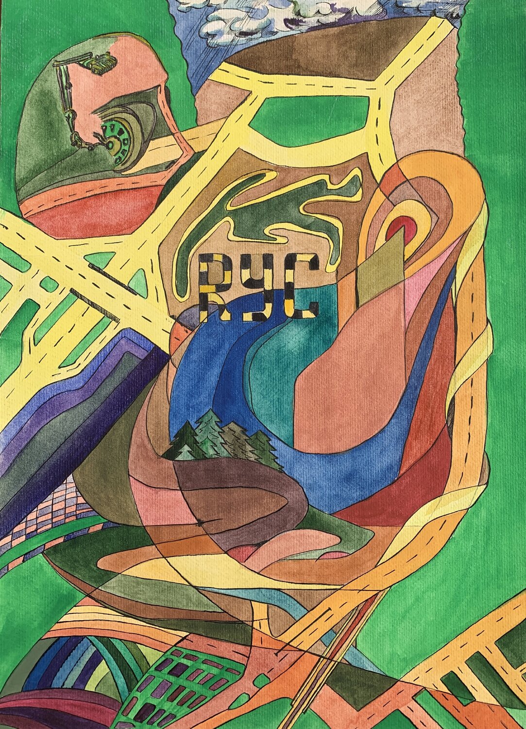 Kandinsky’s urban dreamscape – abstract Fatima Erkenova Original painting for sale