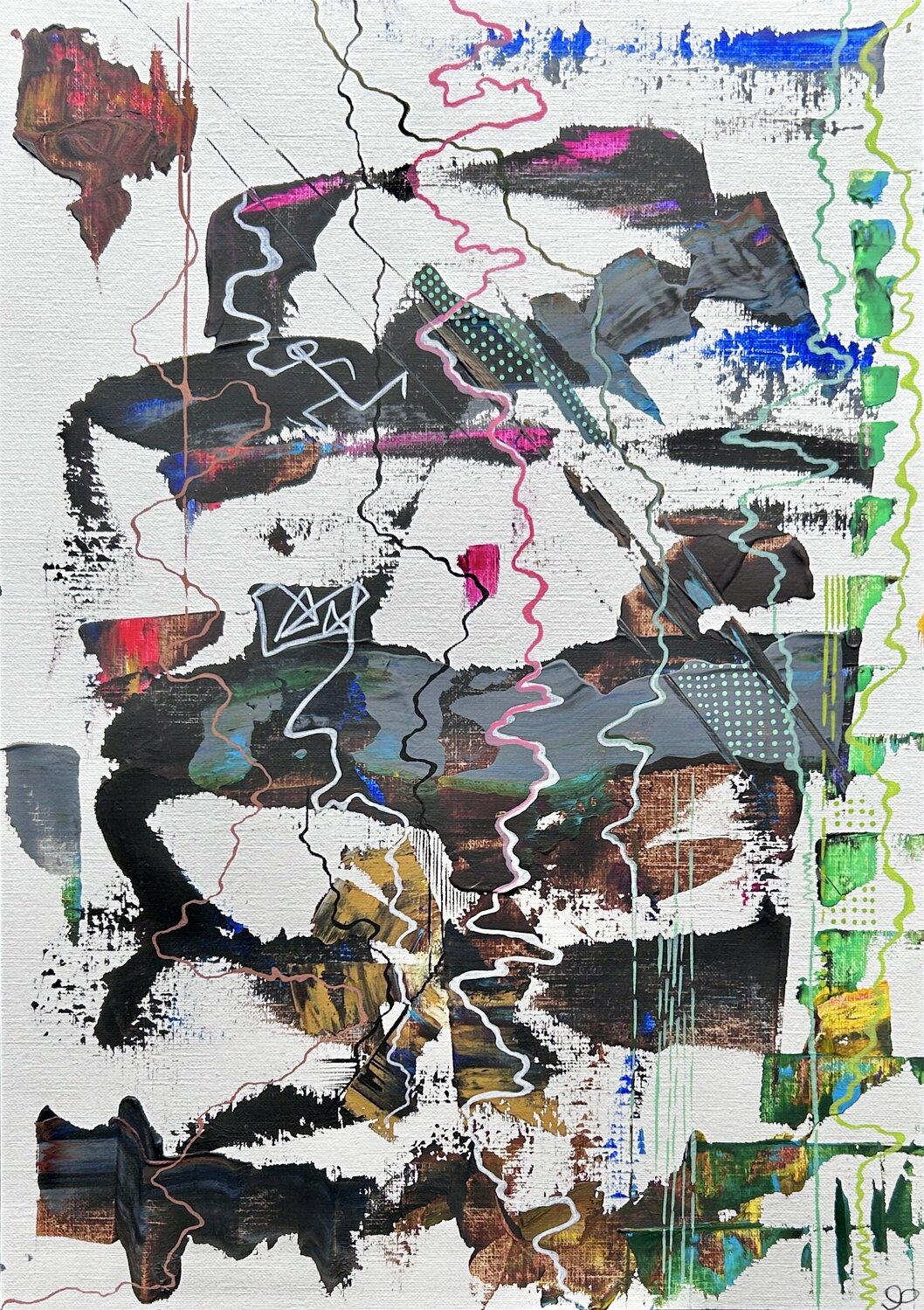 Grounding through fragmentation Fatima Erkenova Original painting for sale