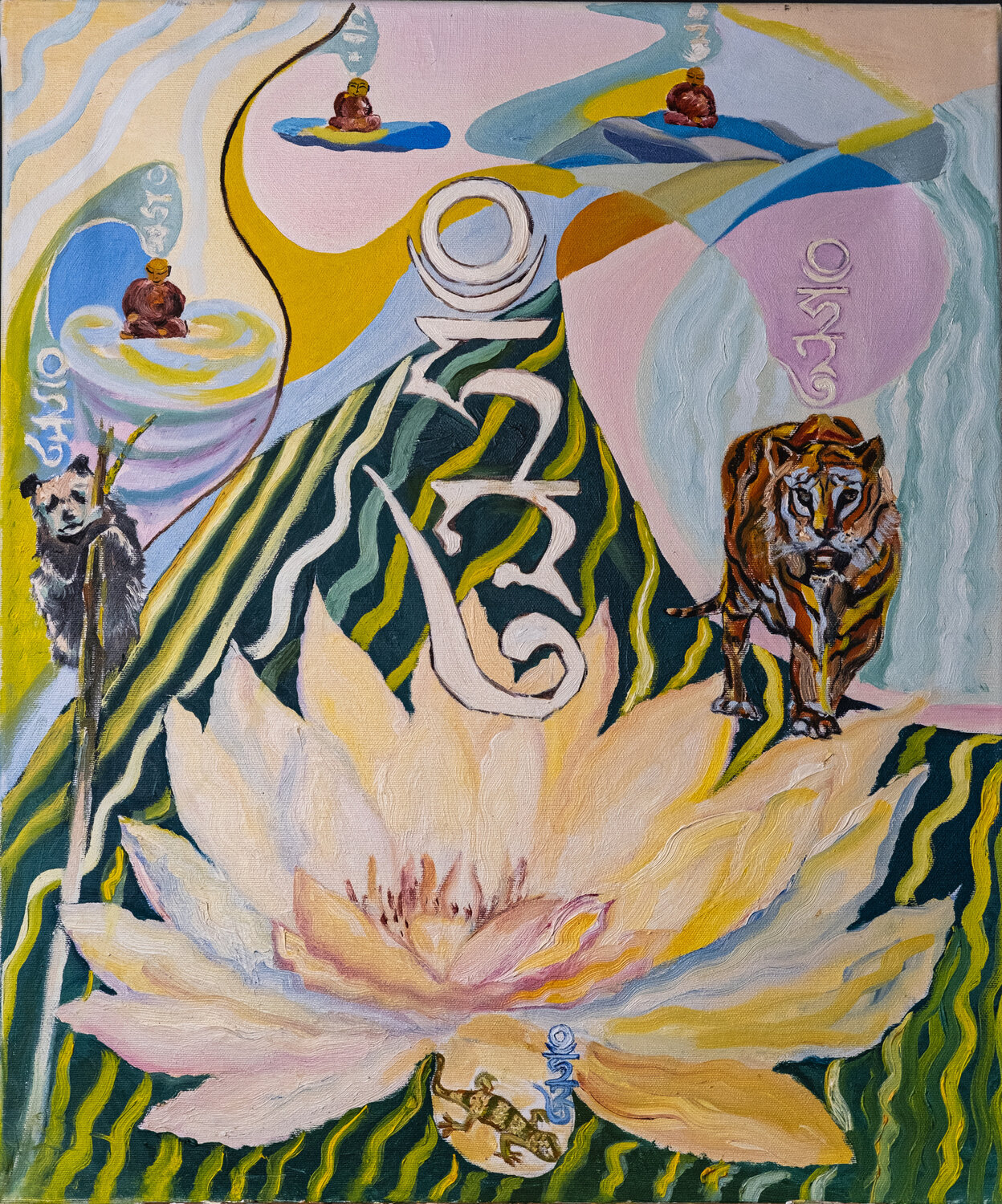 Enchanted lotus of the Vajrasattva mantra Fatima Erkenova Original painting for sale