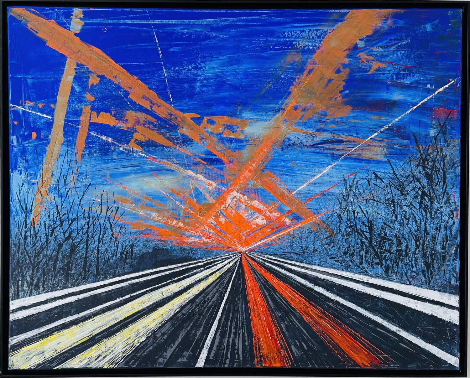 Fahren, fahren, fahren auf der Autobahn Rainer Pawlaczyk Original painting for sale