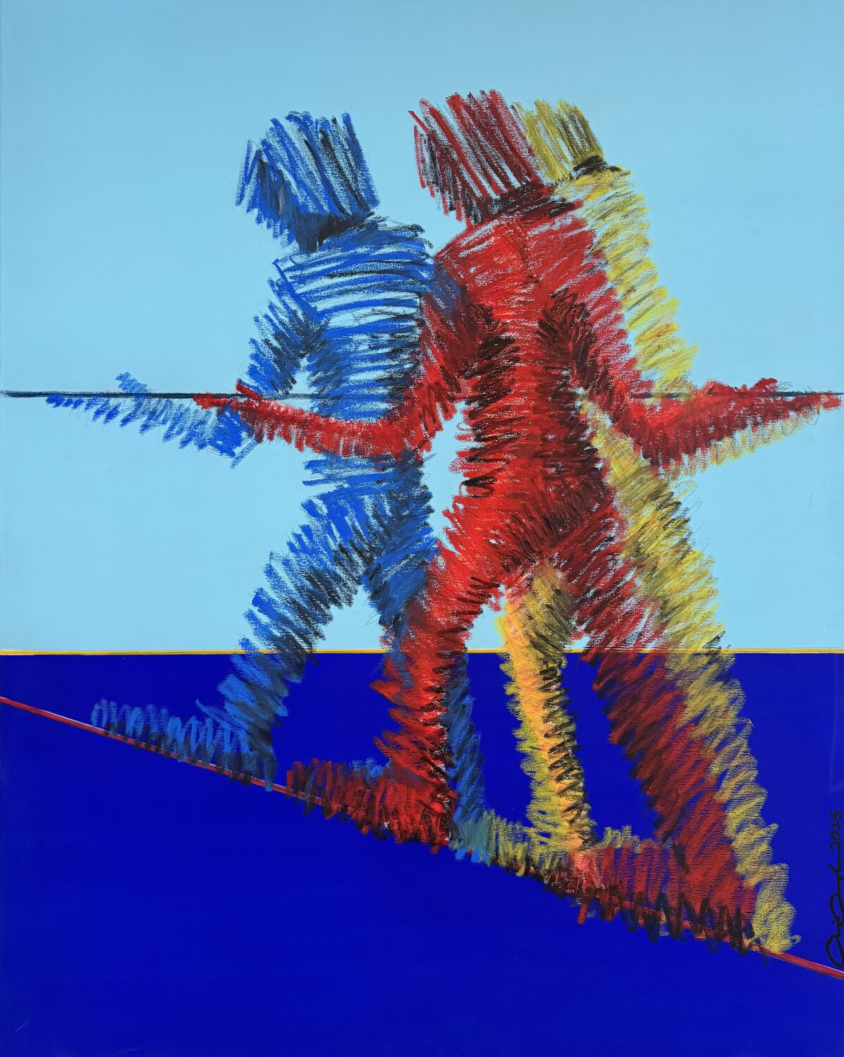 Drahtseilakt Rainer Pawlaczyk Original painting for sale