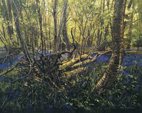 Uprooted, blue bell woods. by Mark McLaughlin, Painting for Sale on Select