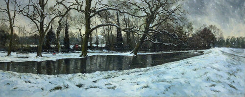 February snowfall. Belair Park. West Dulwich. by Mark McLaughlin, Painting for Sale on Select