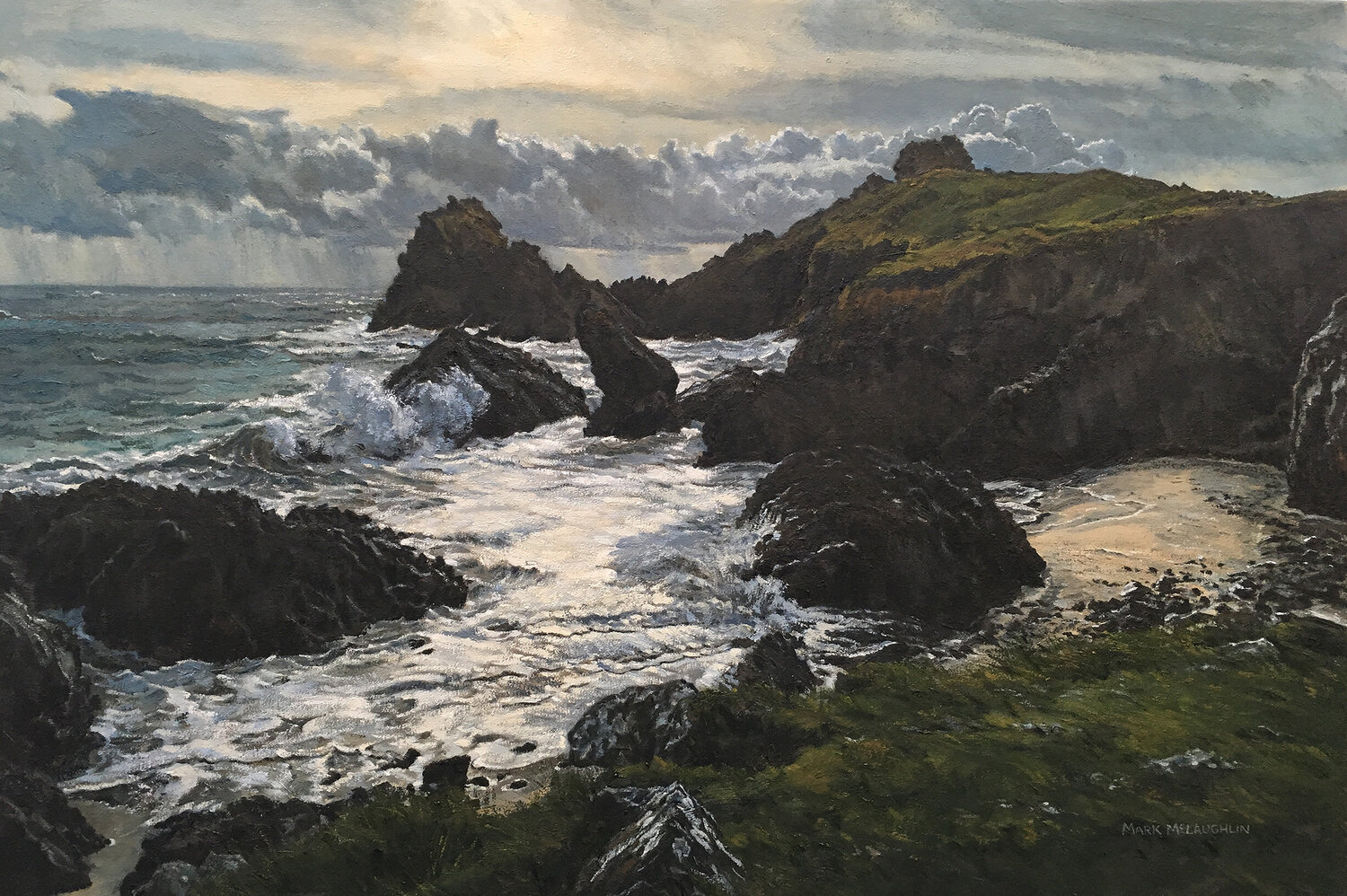 Kynance Cove, Cornwall. November morning. Mark McLaughlin Original painting for sale