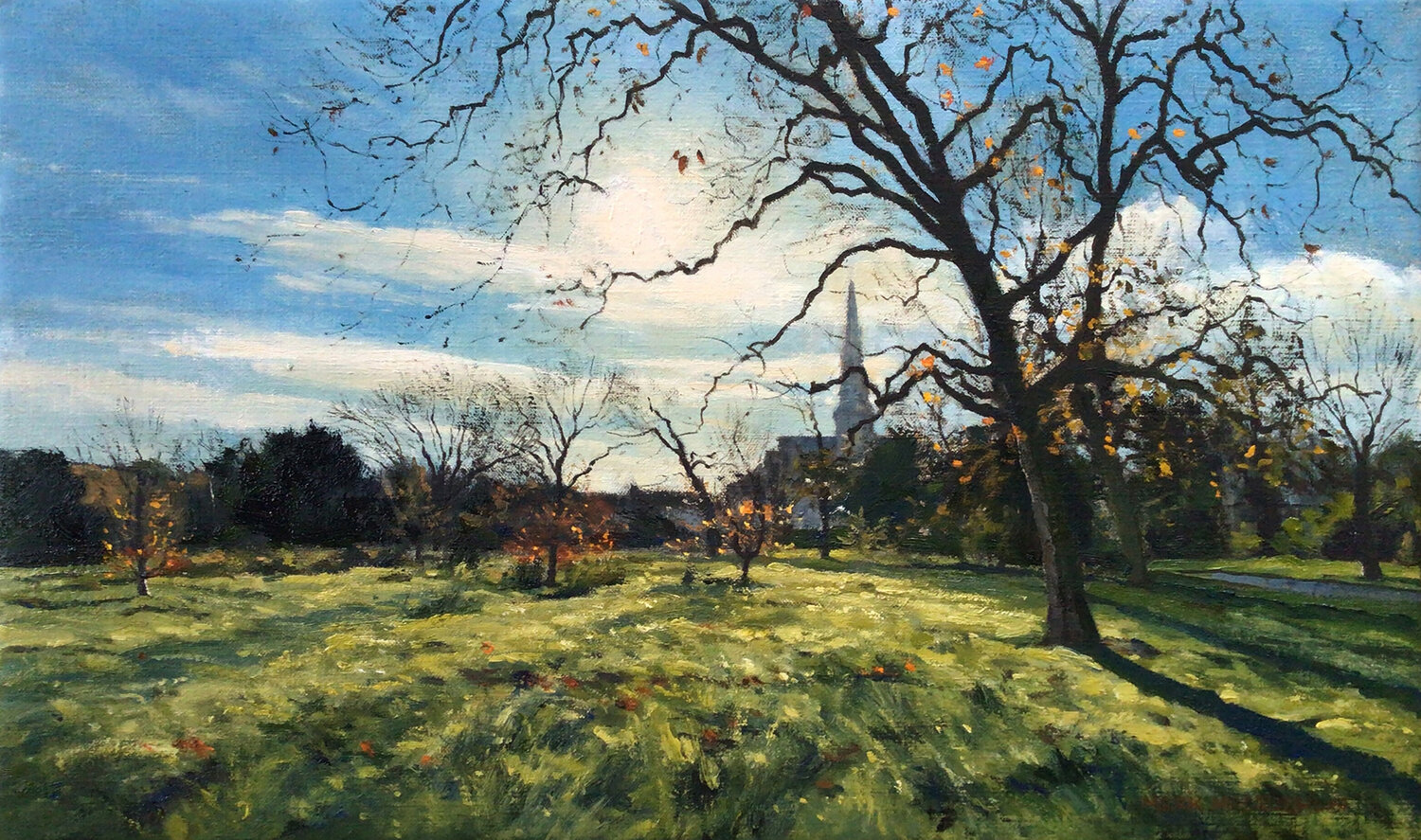 December morning, Brockwell Park. Mark McLaughlin Original painting for sale