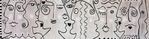 Kissers - black white by Maria Moretti, Painting for Sale on Select
