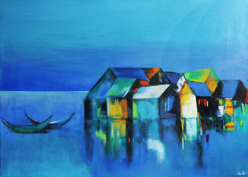 Landscape - Blue view by Maria Moretti, Painting for Sale on Select