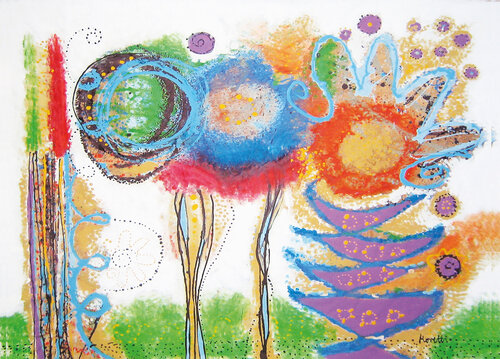 Petit jardin - flower painting by Maria Moretti, Painting for Sale on Select
