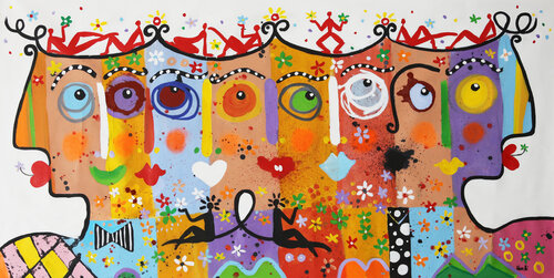 Modern heads by Maria Moretti, Painting for Sale on Select