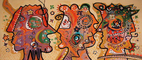 Modern heads by Maria Moretti, Painting for Sale on Select