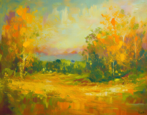 Sunny day - landscape by Maria Moretti, Painting for Sale on Select
