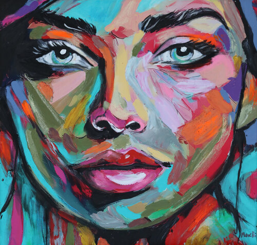 Lady 1 - Realistic painting Pop art by Maria Moretti, Painting for Sale on Select