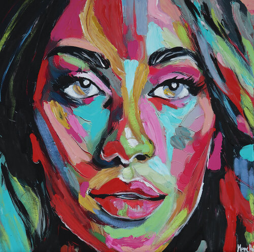 Lady 2 - Realistic painting Pop art by Maria Moretti, Painting for Sale on Select