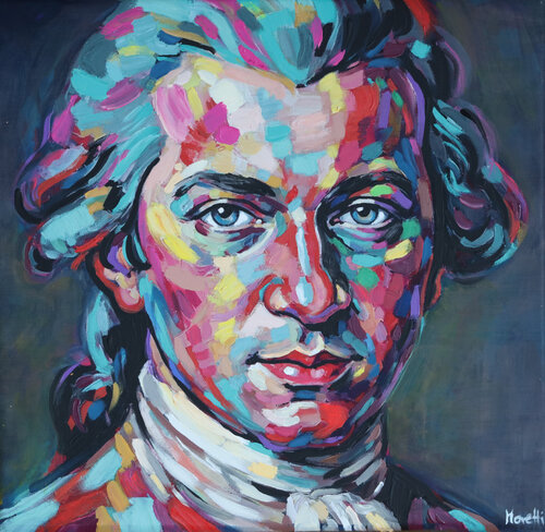Mozart - realistc pop art painting by Maria Moretti, Painting for Sale on Select