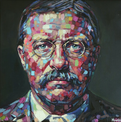 Theodore Roosevelt - realistic pop art painting by Maria Moretti, Painting for Sale on Select
