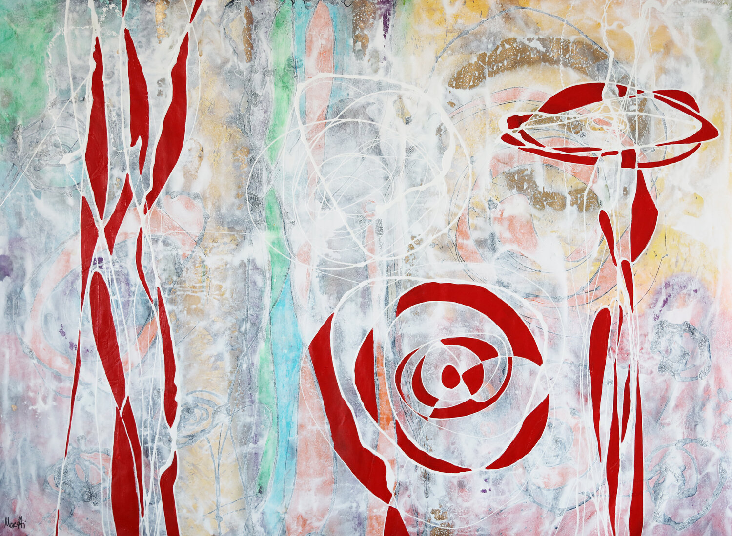Trio rosso Maria Moretti Original painting for sale