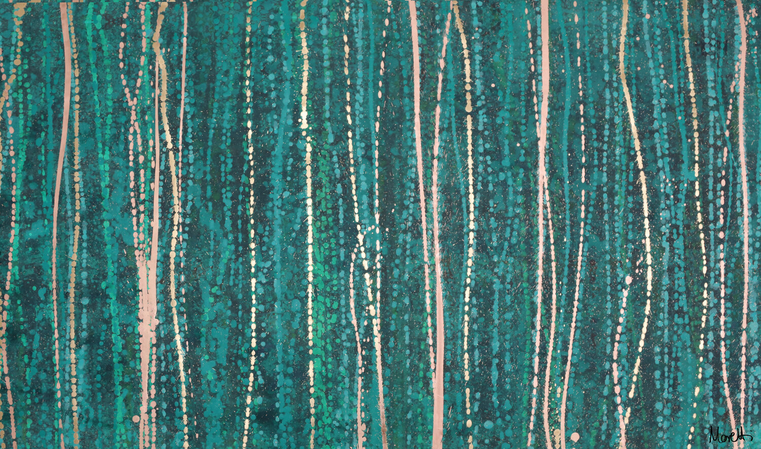 Jungle stripes - Gemälde grün Maria Moretti Original painting for sale