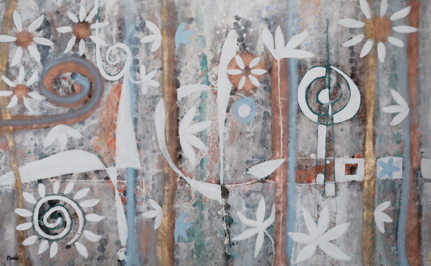 Flattery - Shabby  flower painting Maria Moretti Original painting for sale