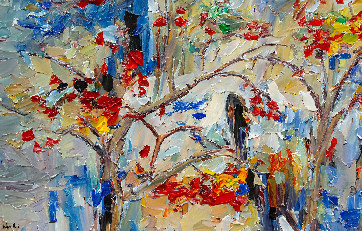 Abstract garden with beige - landscape Maria Moretti Original painting for sale