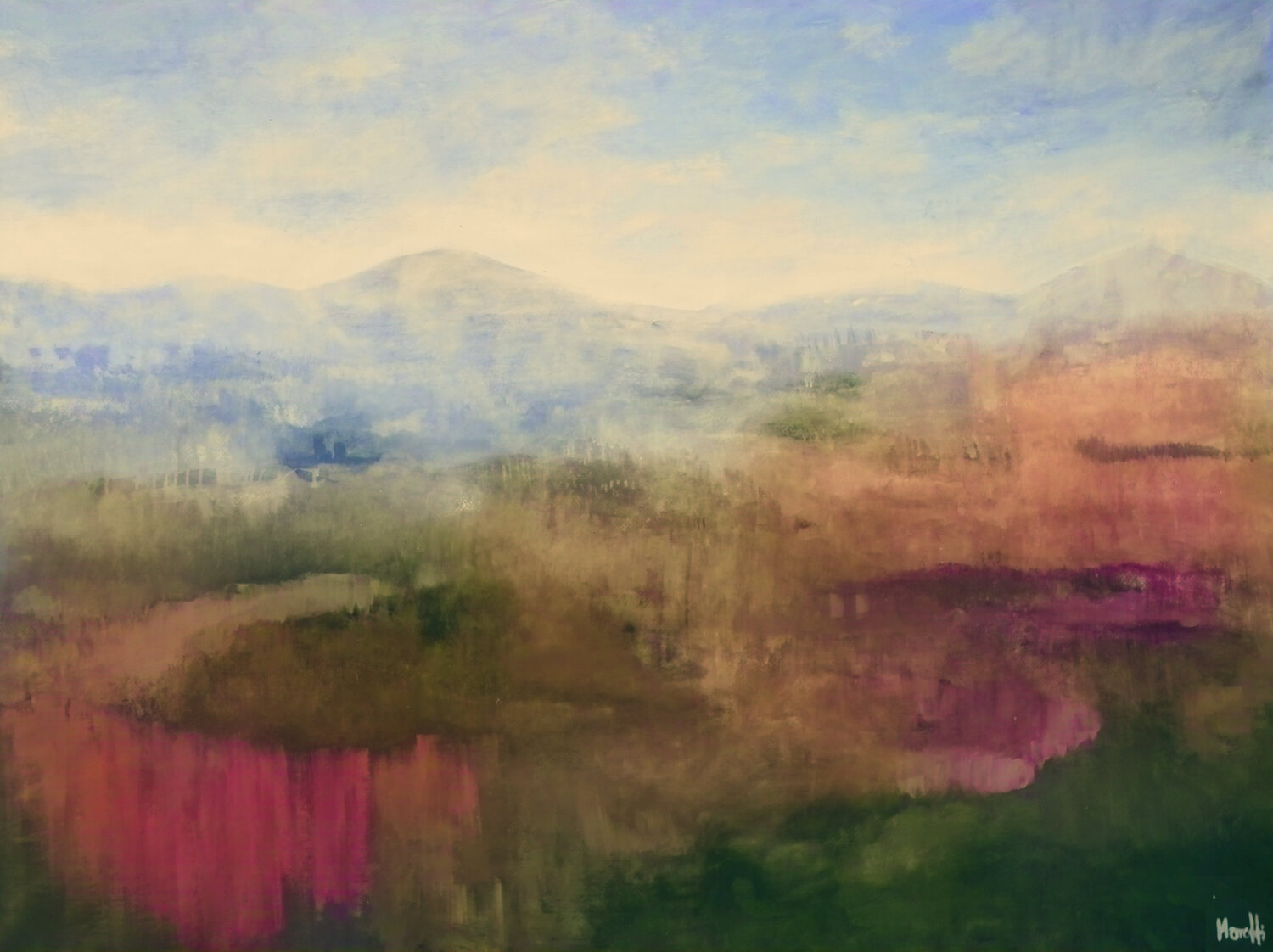 Landscape in the morning light Maria Moretti Original painting for sale