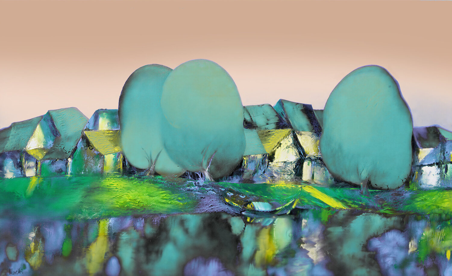 Turquoise trees Maria Moretti Original painting for sale