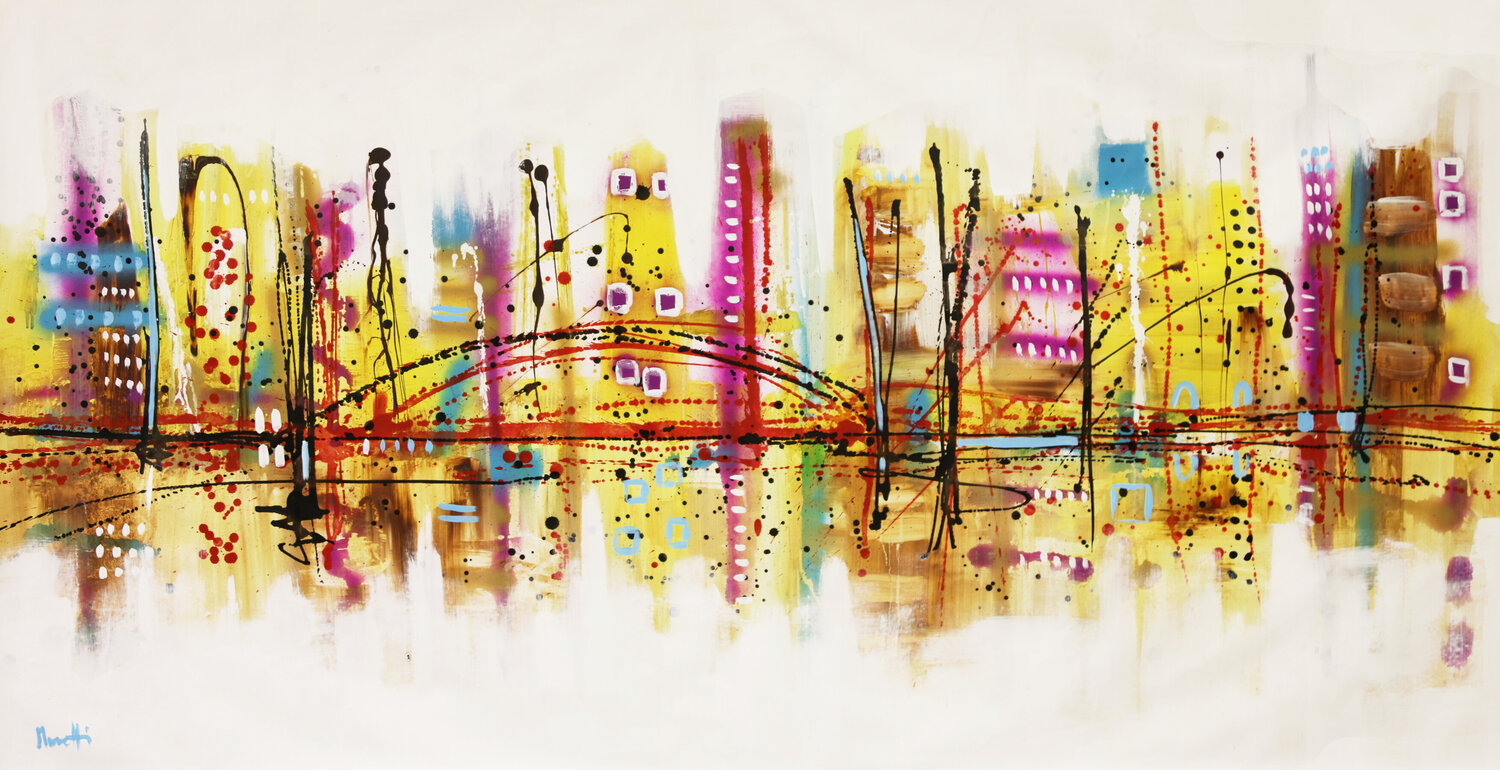 Nonbon city - urban landscape Maria Moretti Original painting for sale